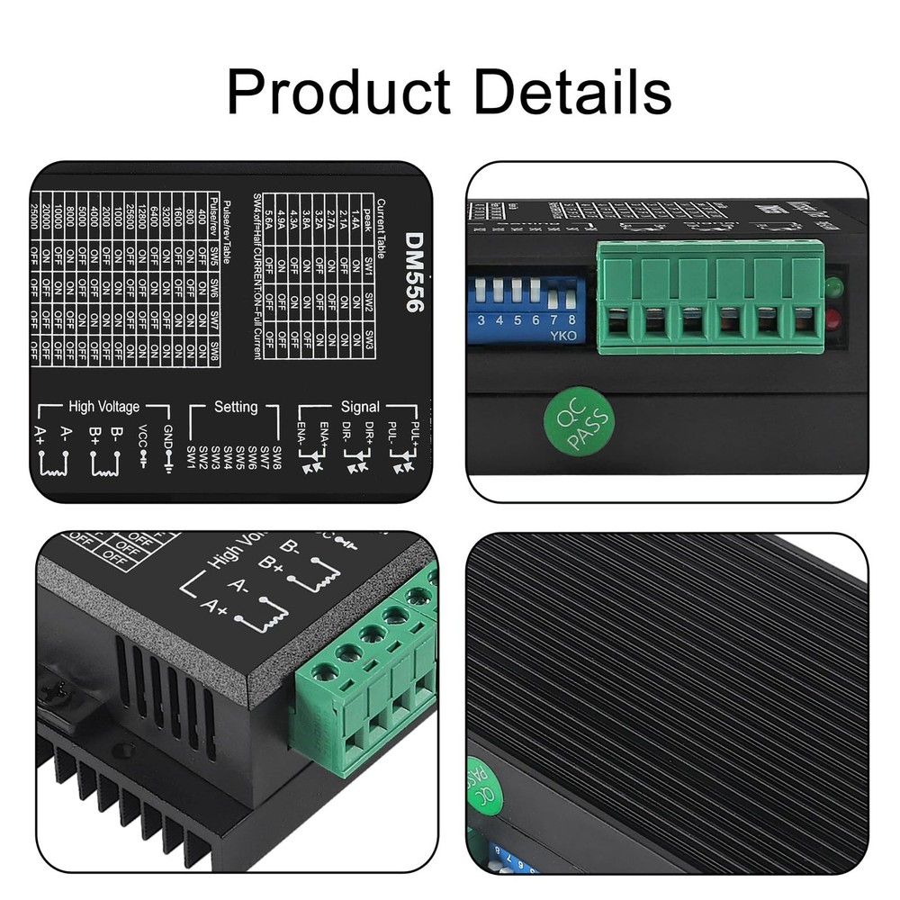 DM556 CNC Digital Stepper Driver - 2-Phase Stepper Motor Controller, 20-50V D...