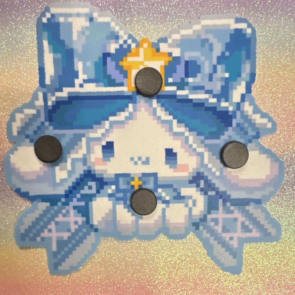 Handmade Beaded Pixel Art Blue Star Character Refrigerator Magnet