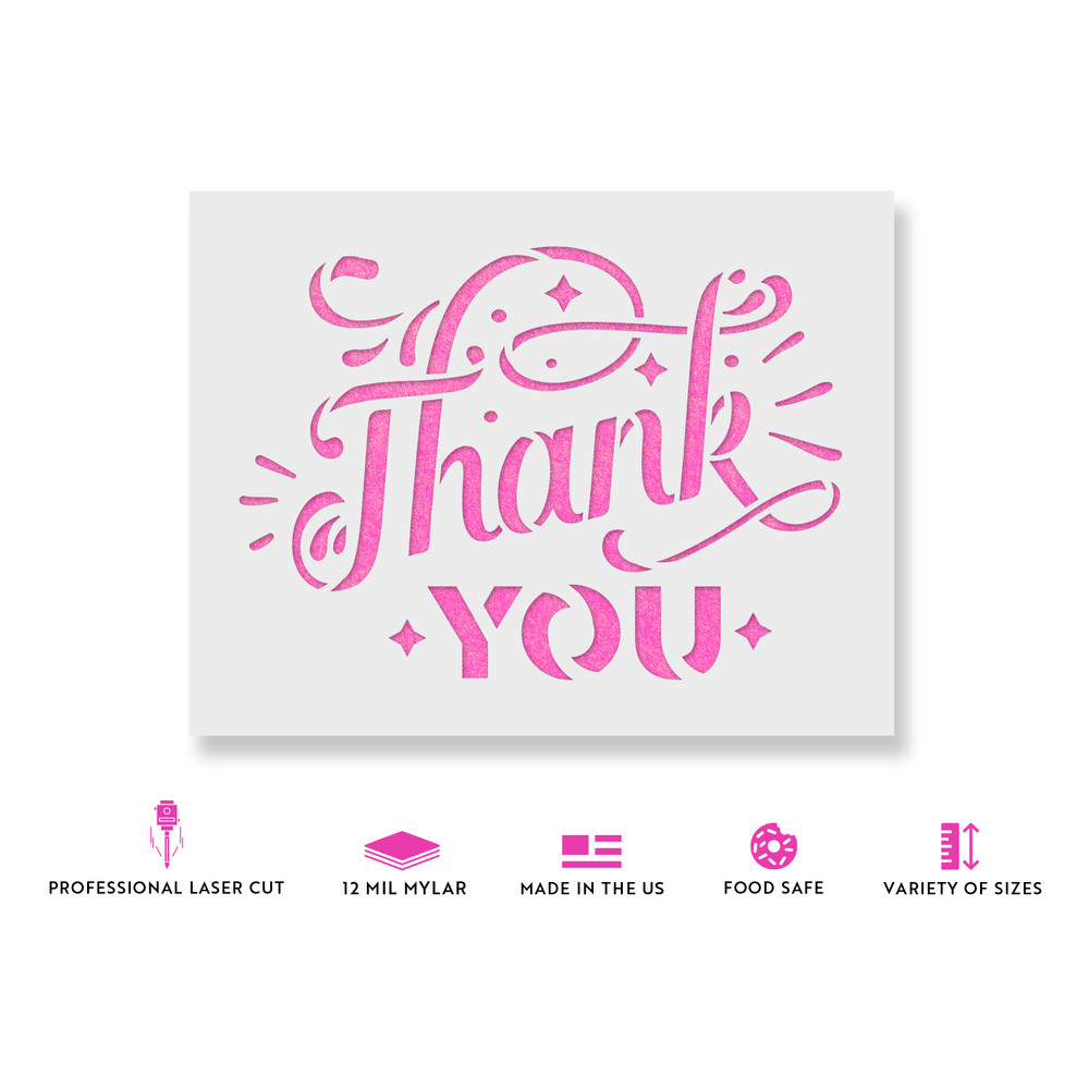 Thank You Stencil - Durable & Reusable Mylar Stencils