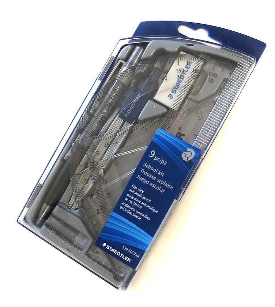 Staedtler Compass, Pencil, Protractor, Ruler, Triangle Rulers & Pencil Case Set