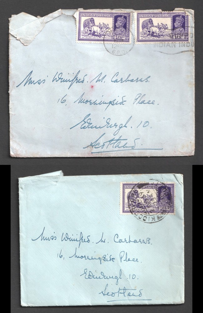 India KGV Two Covers. King George V