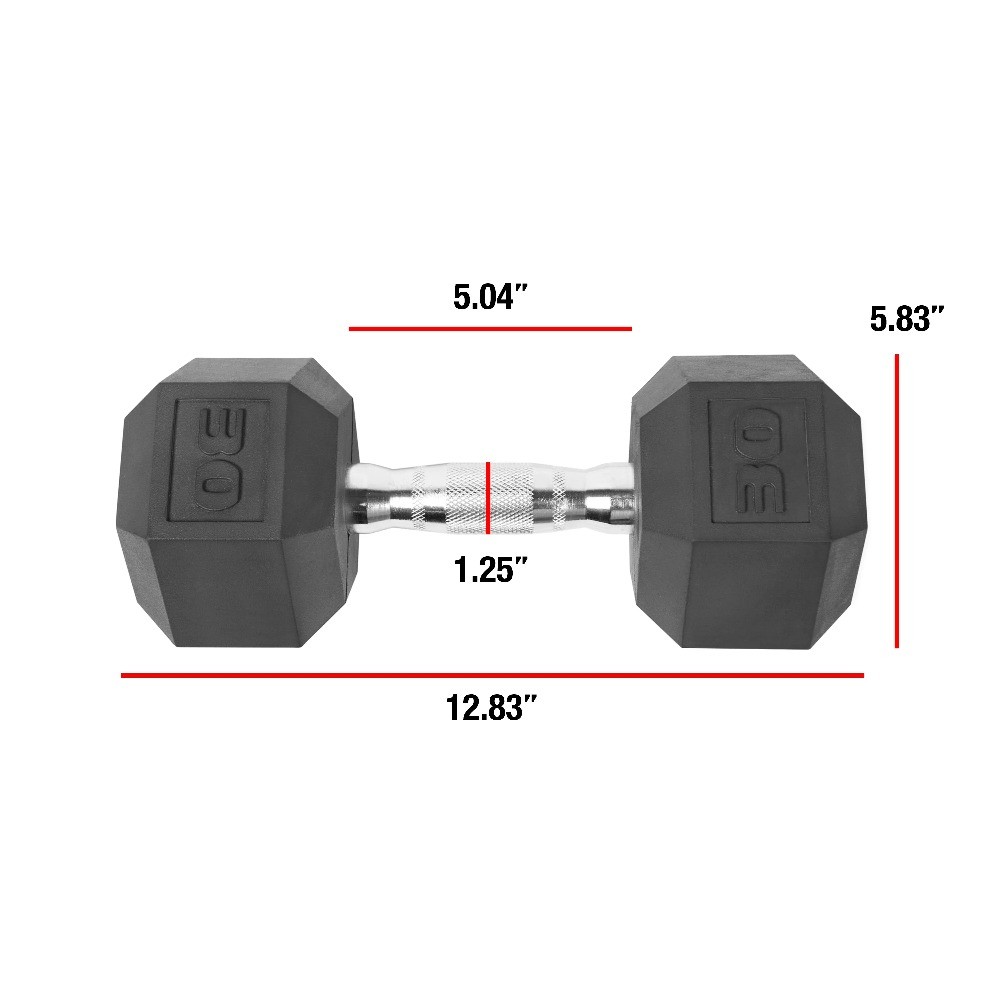 Coated Hex Dumbbell, Single 30 lbs