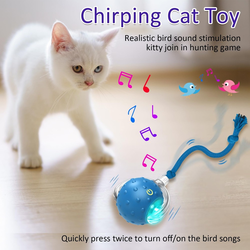 Cat Toys Interactive with Motion Activated & Chirping, Rolling Super Fast on ...
