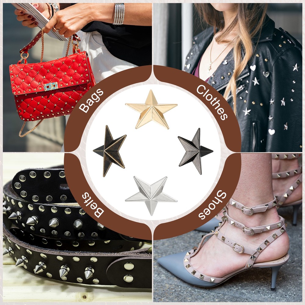 31mm Star Rivets, 25 Sets Leather Rivets Rapid Studs Rivet, Bronze Tone