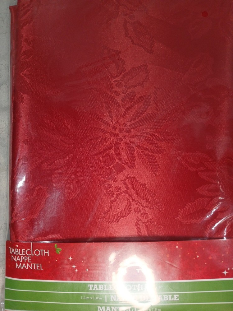 Fabric Tablecloth 52" X 70" Red Christtas Polyester