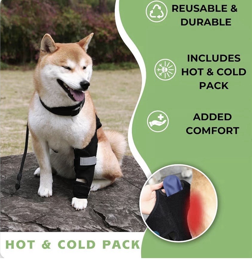 Petometry Dog Knee Brace Medium ACL CCL Support w/ Hot Cold Pack Adjustable