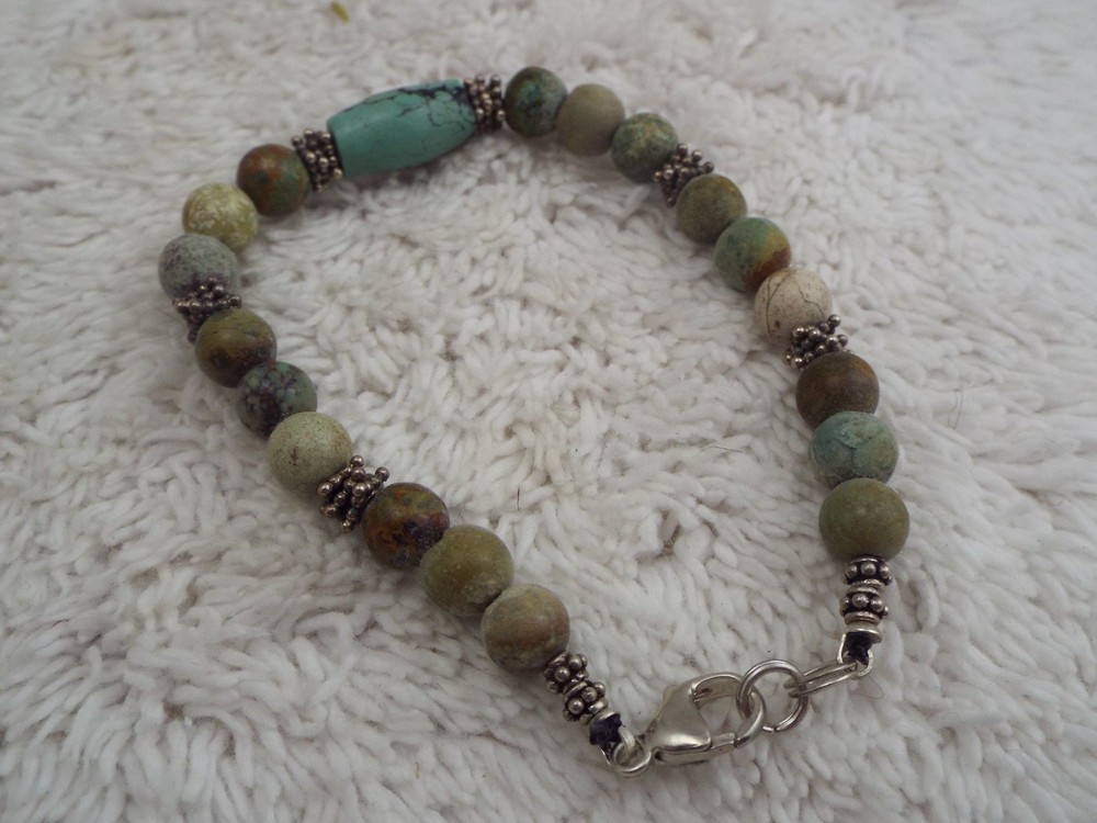 Serpentine Jade Stone Bead Bracelet