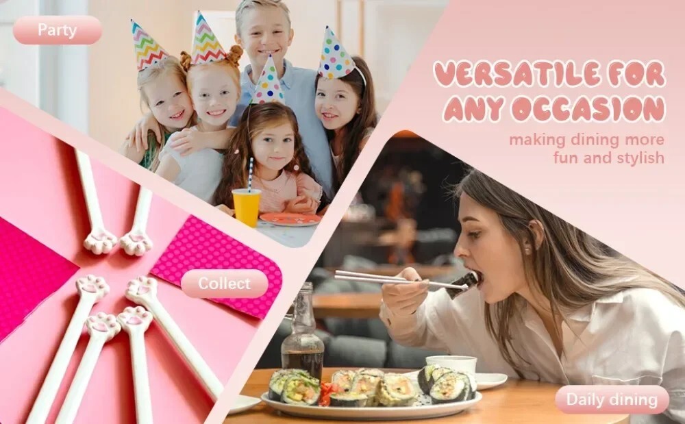 Cat Paw Chopsticks for Kids Learning Training Reusable Tableware Helper