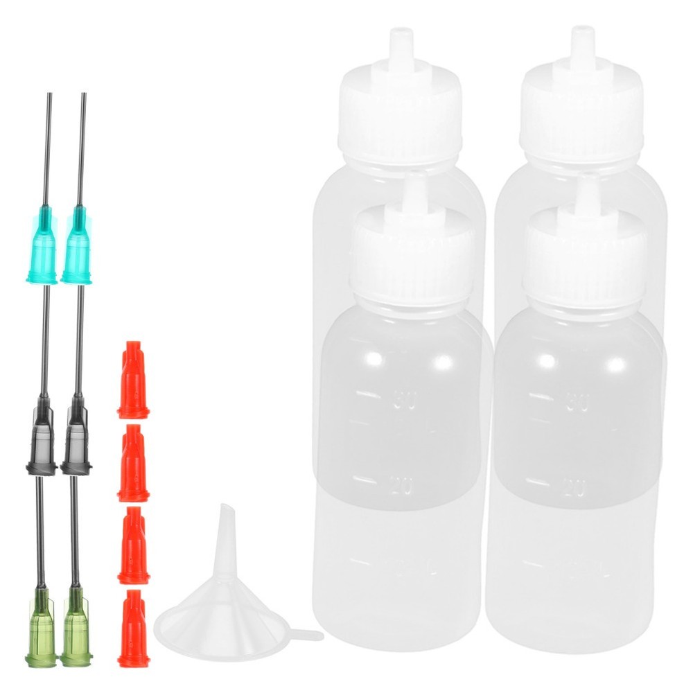 Set of Bottles Applicator Dispensing with Needle Tip Tips Fine Squeeze