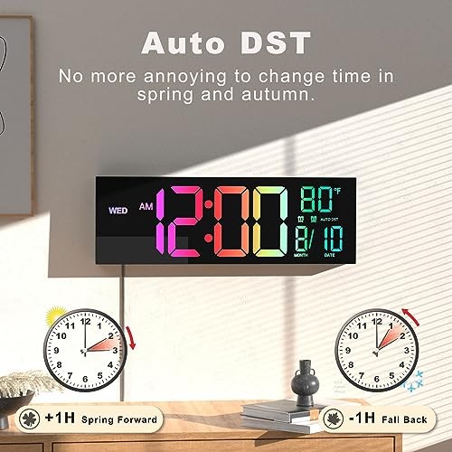 JALL 16" Large Digital Wall Mount Clock, Count Down Timer with 16 inches Black