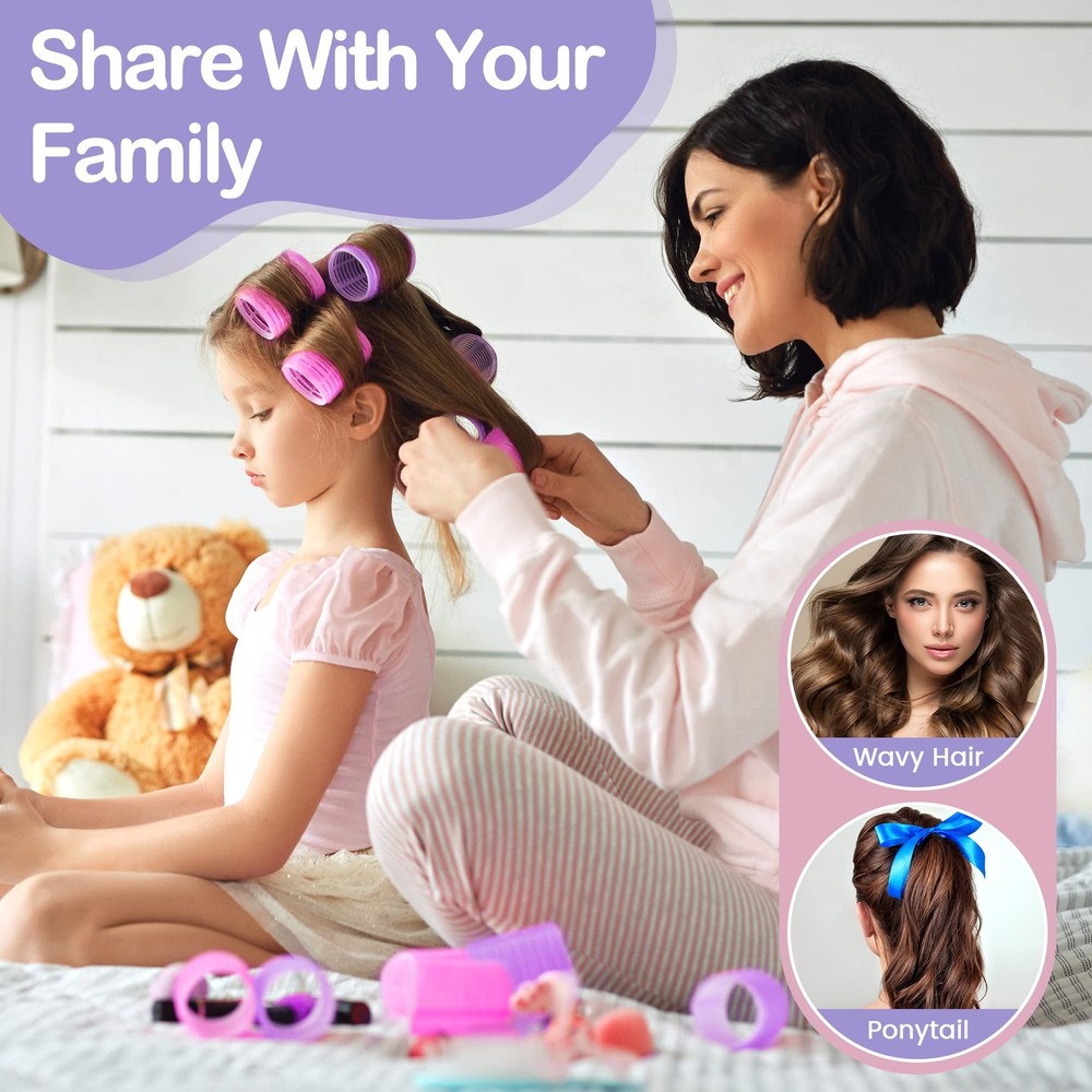 33pc Self Grip Hair Rollers Set Curlers Clips Storage Bag Volume Styling