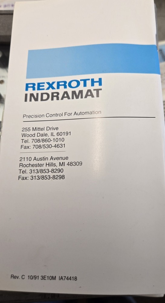 REXROTH INDRAMAT TRANSFER LINE SYSTEMS REFERENCE GUIDE 74418.