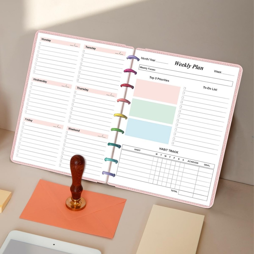 (2-Pack) 9 Disc Weekly Planner Undated Refills - Classic 2-Pack, Colorful