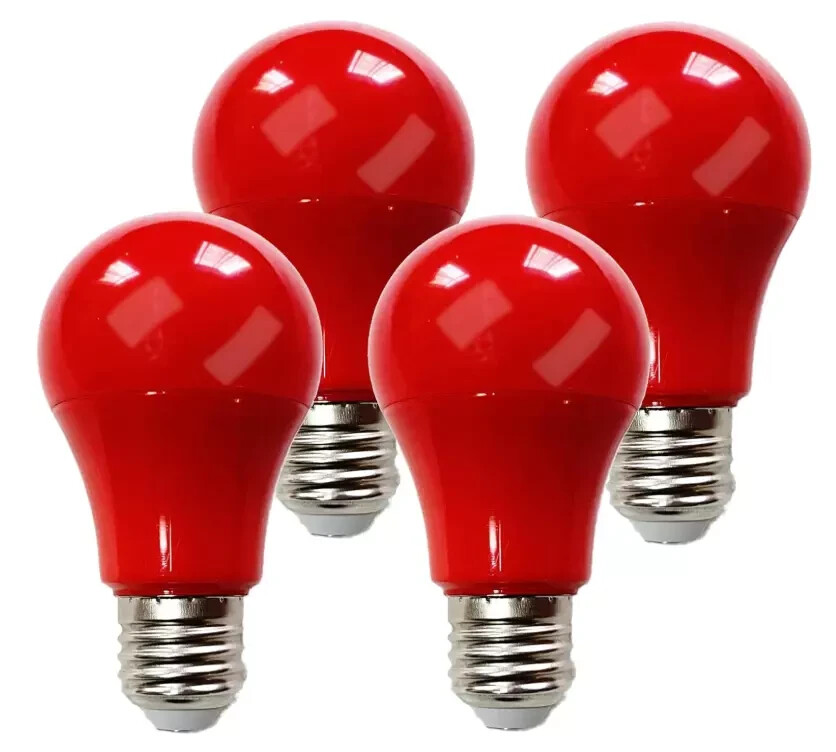 4 Pack LED Red Light Bulb, 60W Equivalent A19 Color Bulbs E26 Medium...