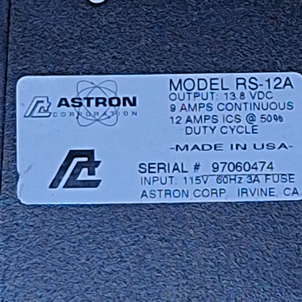 Astron RS-12A Power Supply 13.8VDC Output