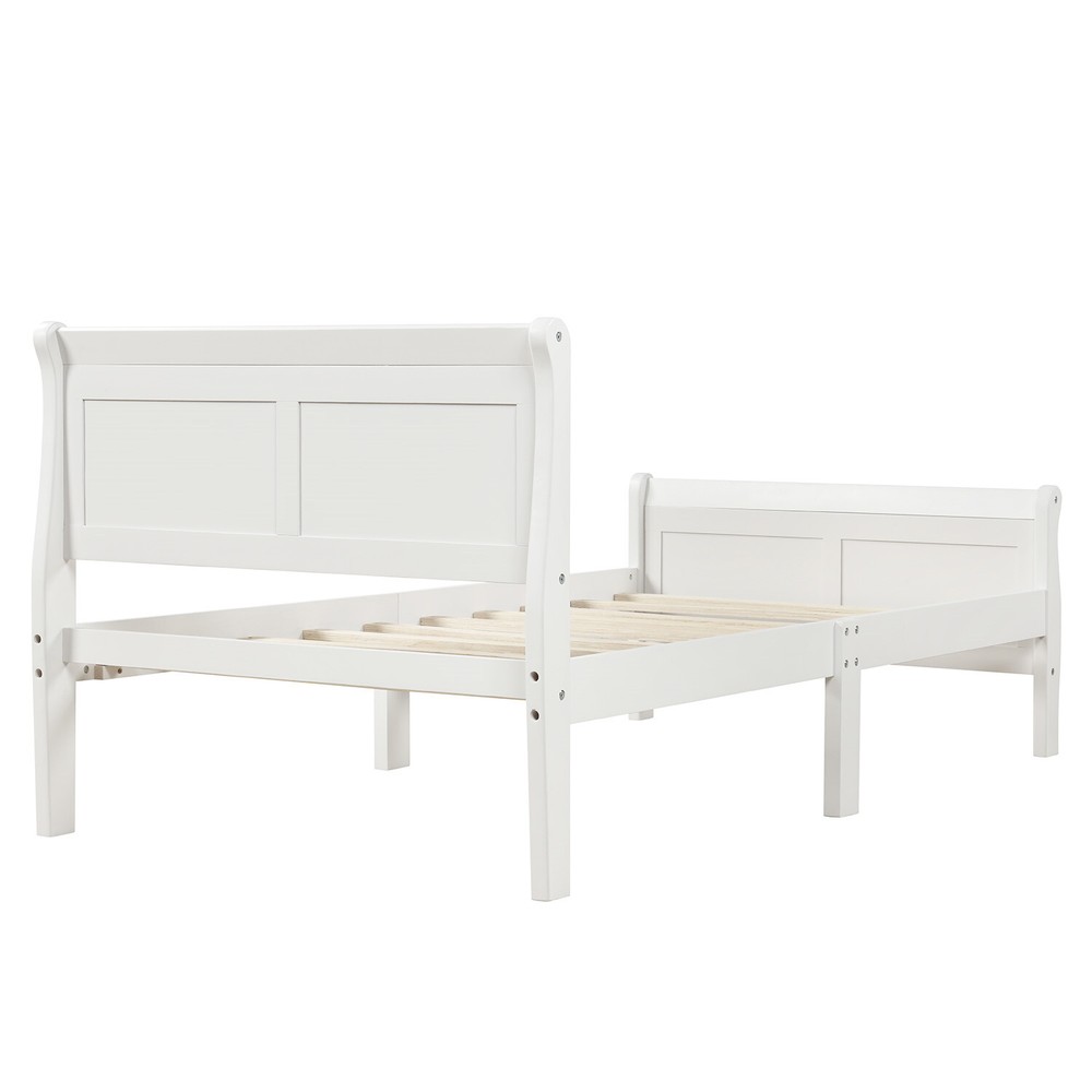 Twin Size Bed Frame Wooden Platform Bed Frame with Headboard and Footboard