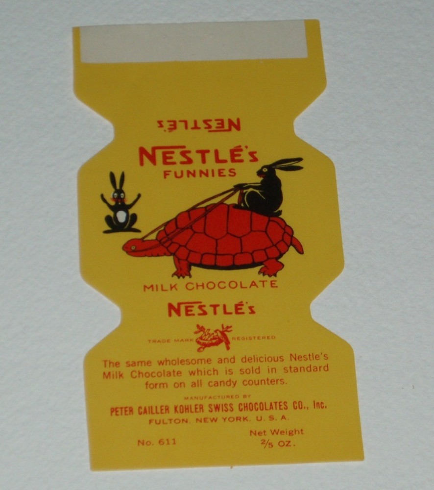 1930's NESTLE'S FUNNIES Candy Bar Wrapper - Bunnies & Turtle
