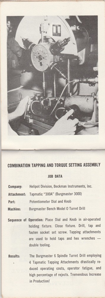 VINTAGE TAPMATIC TAPPING MANNUAL