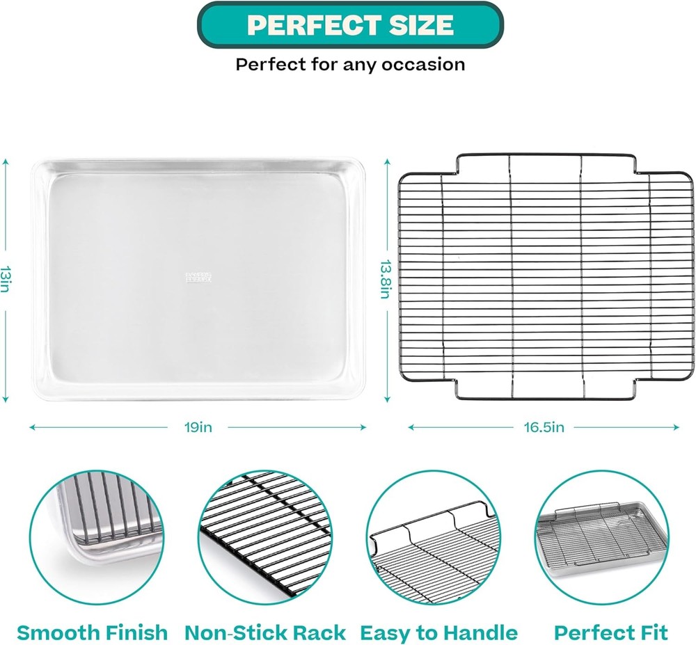 18" Aluminum Roasting Pan with Rack, Polished Silver Bakeware