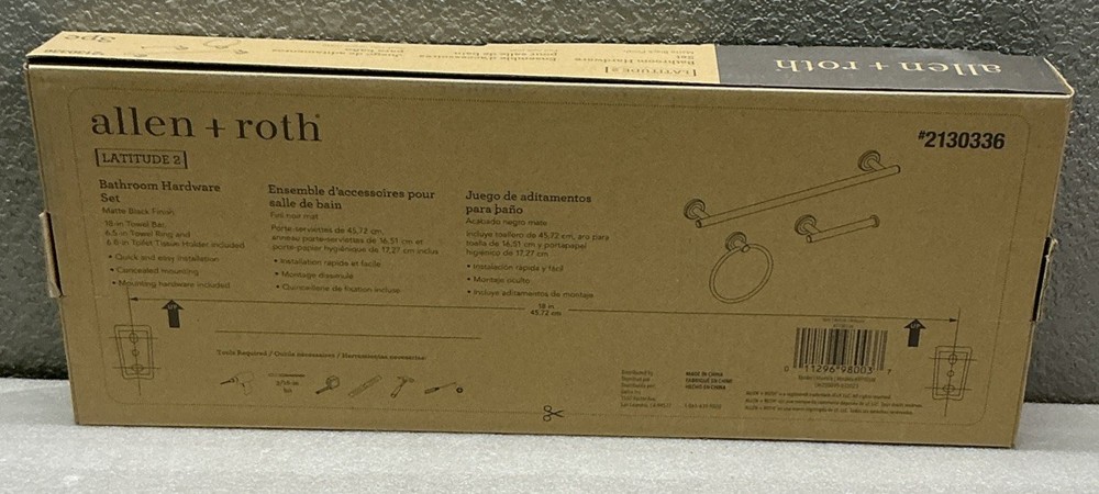 Allen + Roth 3-piece Bathroom Hardware Set, Matte Black