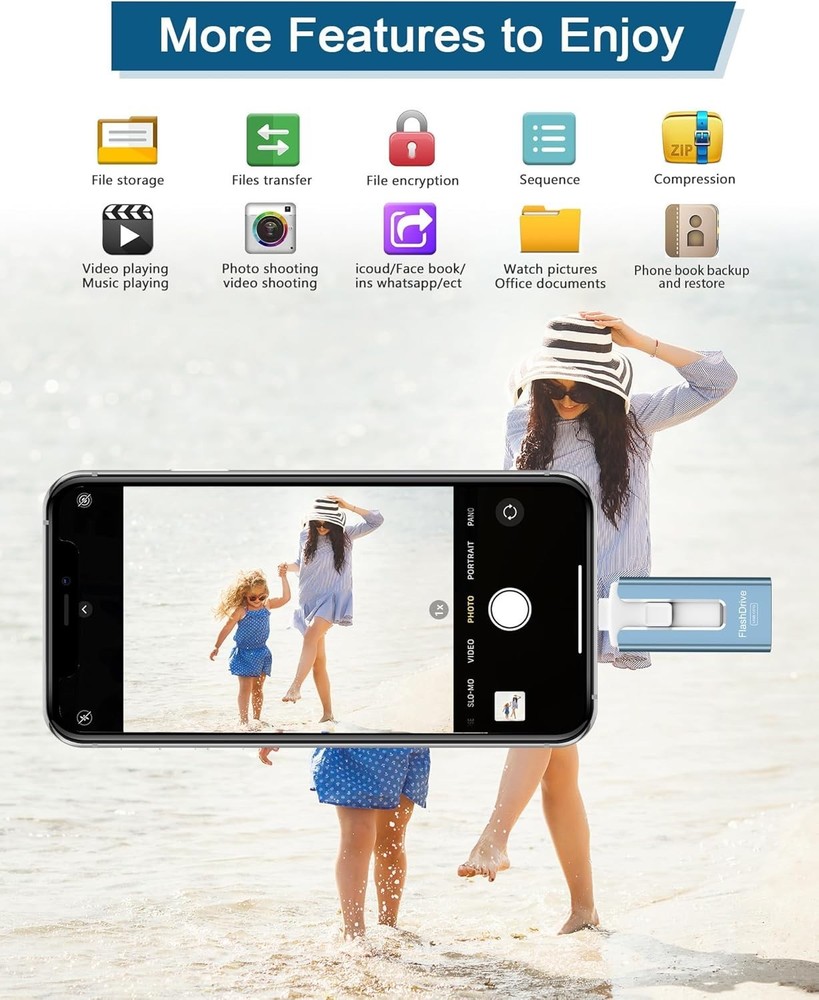 256GB High-Speed USB Flash Drive - Secure Photo Storage for iPhone & Android