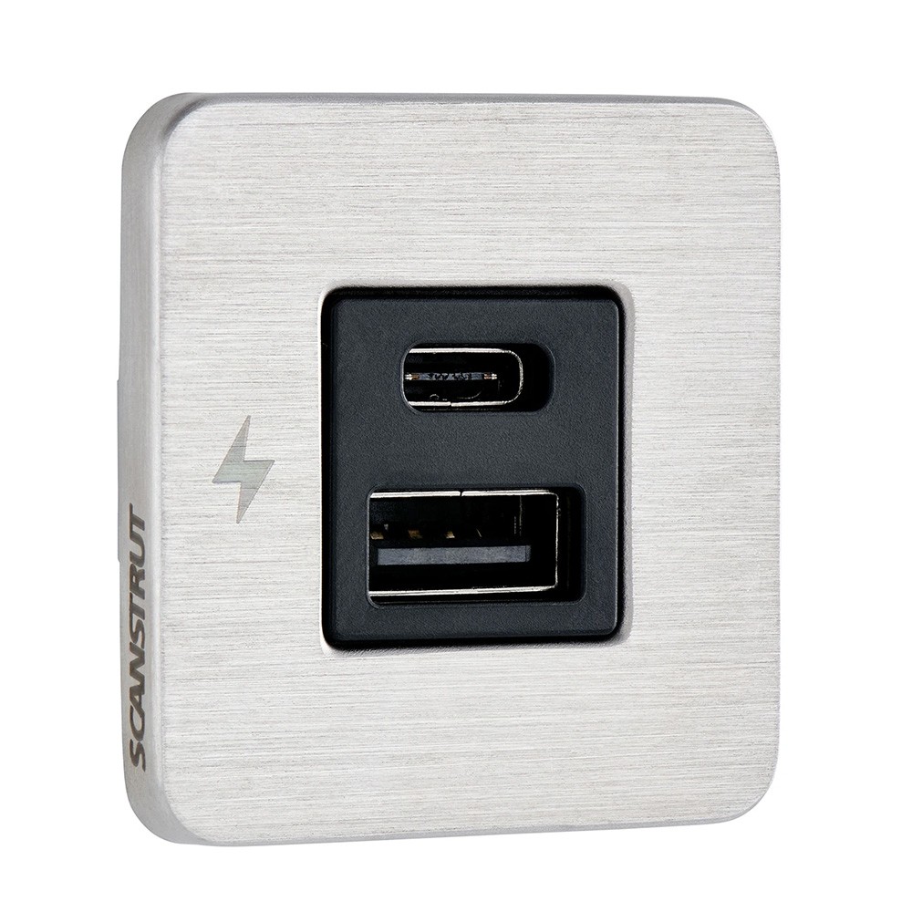 Scanstrut TILE USB-A/USB-C Interior Charging Socket - 12/24V - Stainless Stee...