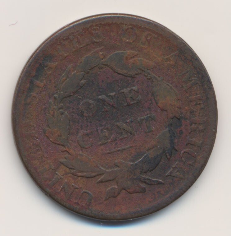 1820 Matron Head 1c Coronet Large Cent Multicolored Toning A