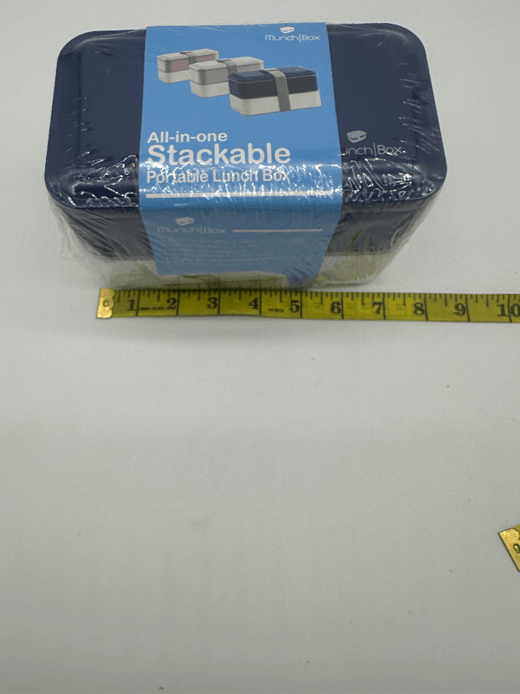 Stackable Lunch Box W/ Utensils Munch Box Portable 8 x 4 NWT