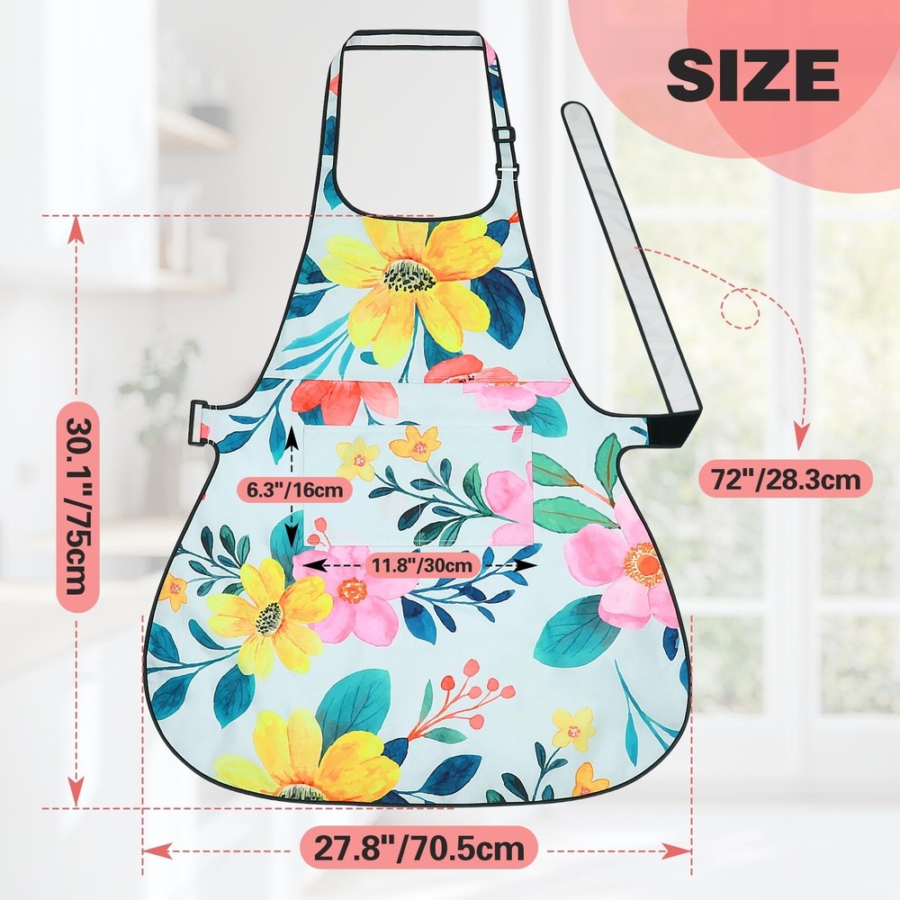 Aprons for Cooking, Adjustable Chef Apron with 2 Pockets, Kitchen Apron for B...