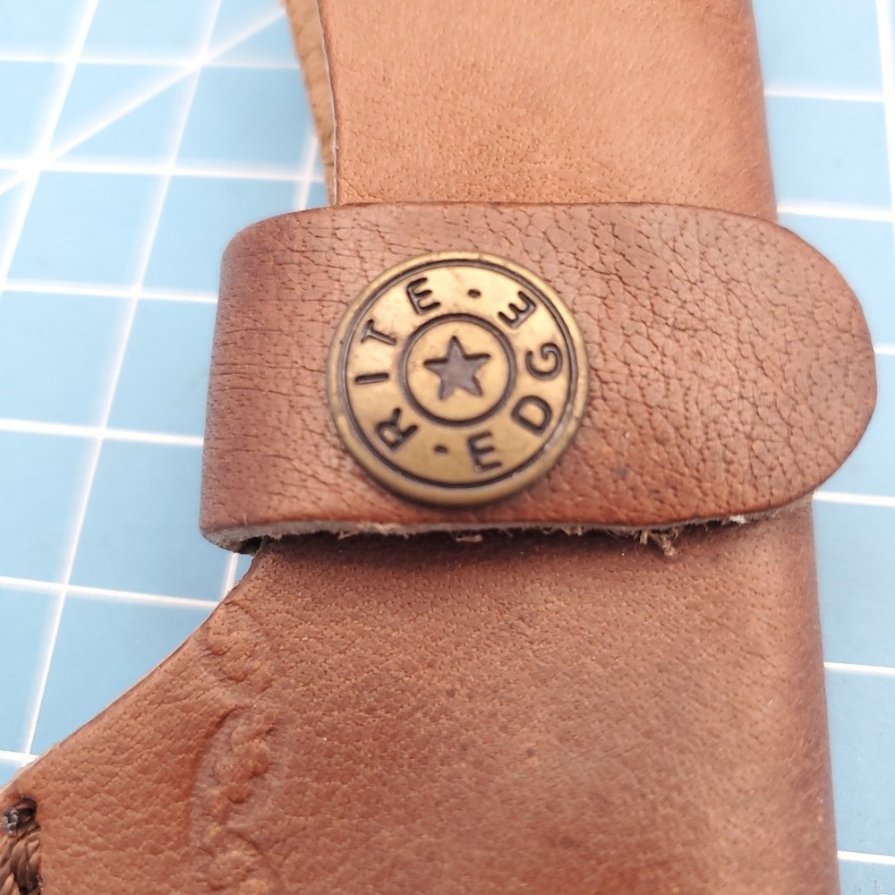 Rite Edge Fixed Blade Knife Sheath Brown Leather Belt Pouch Case 7"x3" Hunter