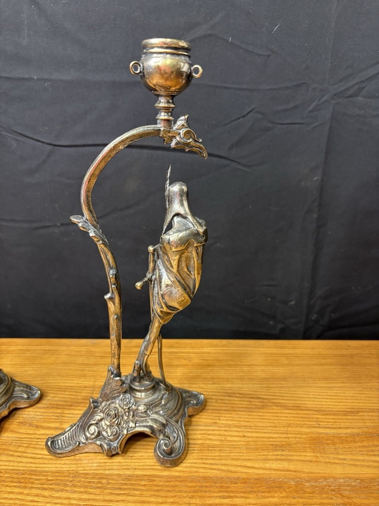 Antique Fraget Silver Plated Candlesticks