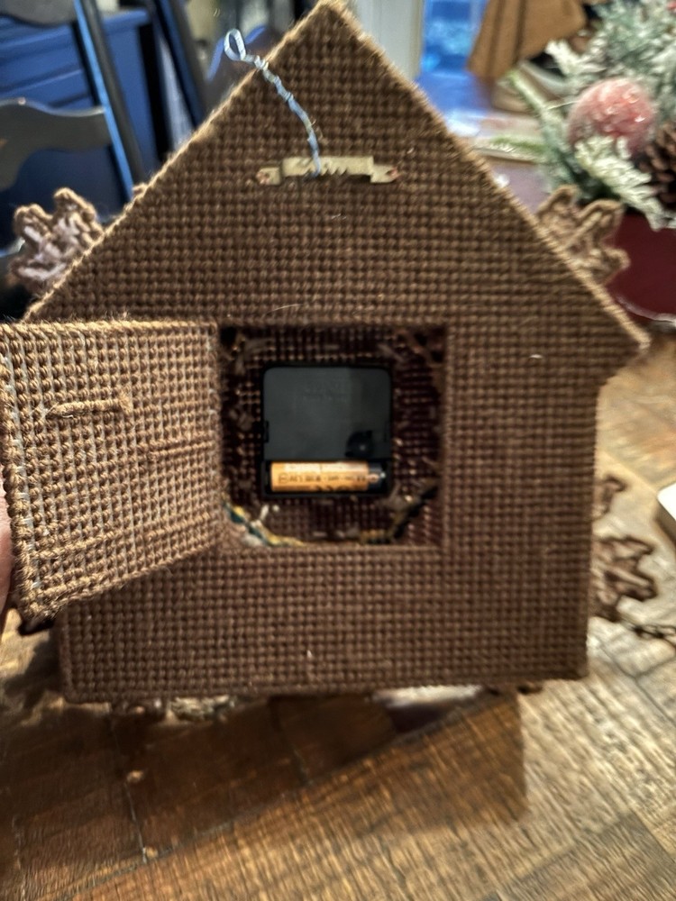 VTG Needlepoint Cuckoo Clock Working Battery Operated