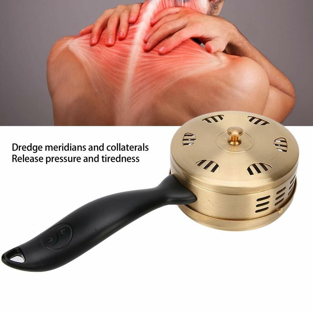Traditional Pure Copper Handheld Moxibustion Box Moxa Article Therapy Handle艾灸工具