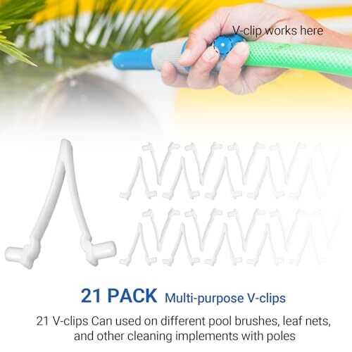 (21-Pack) Replacement Pool V-Clips - Pool Brush Plastic Clips/Pool Pole Net