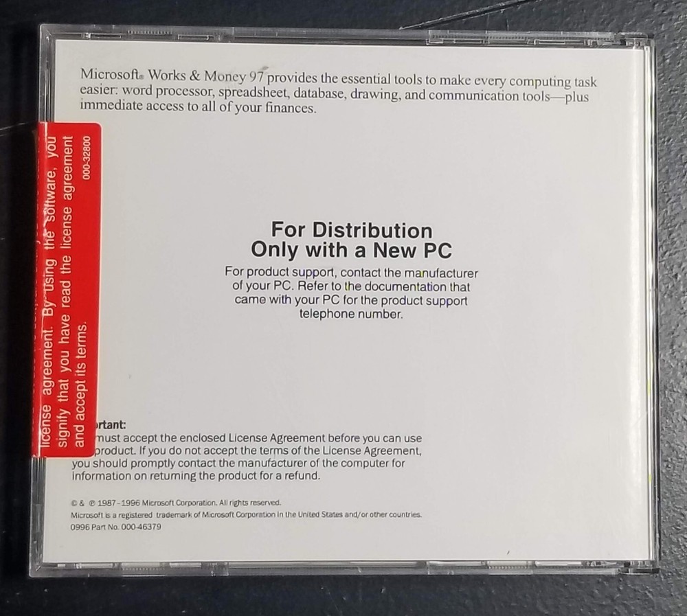 Microsoft Works and Microsoft Money CD for Windows 95