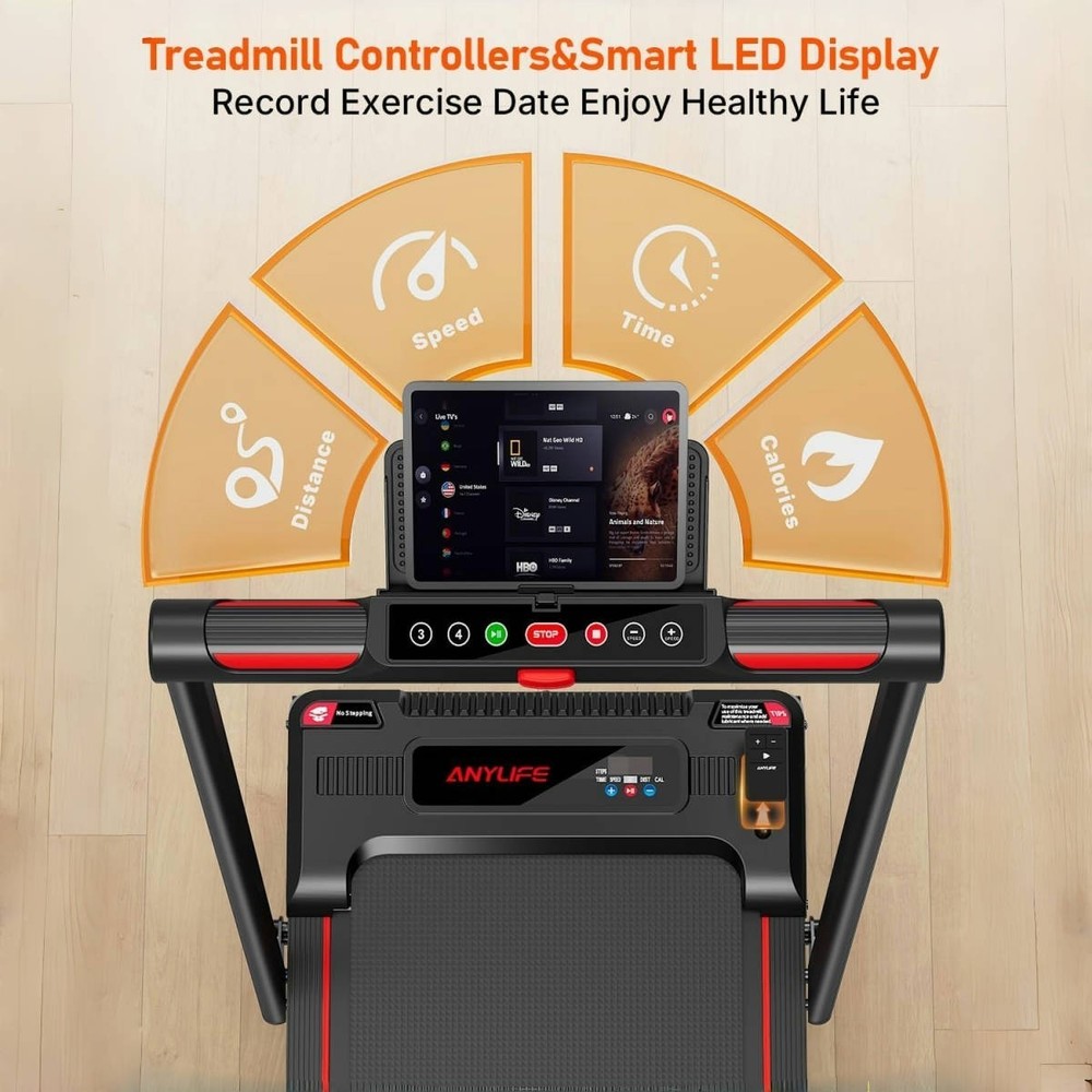 Home Treadmill with Safety Rails & Emergency Stop - Quiet Compact for Beginners