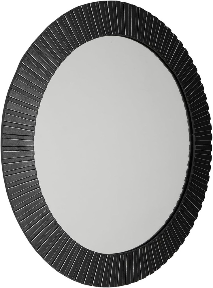 Black Wall Mounted Aluminum Accent Mirror with Thick Frame by Ashley