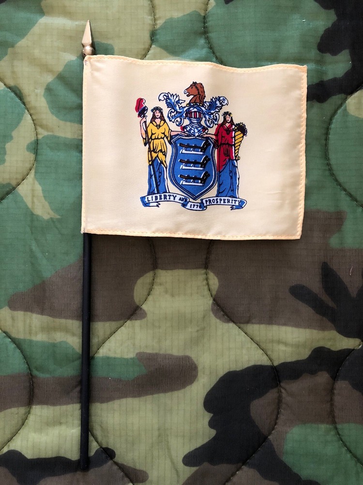 New Jersey State Miniature Fabric Hand Held Table Top Desk Flag Polyester 4x6"