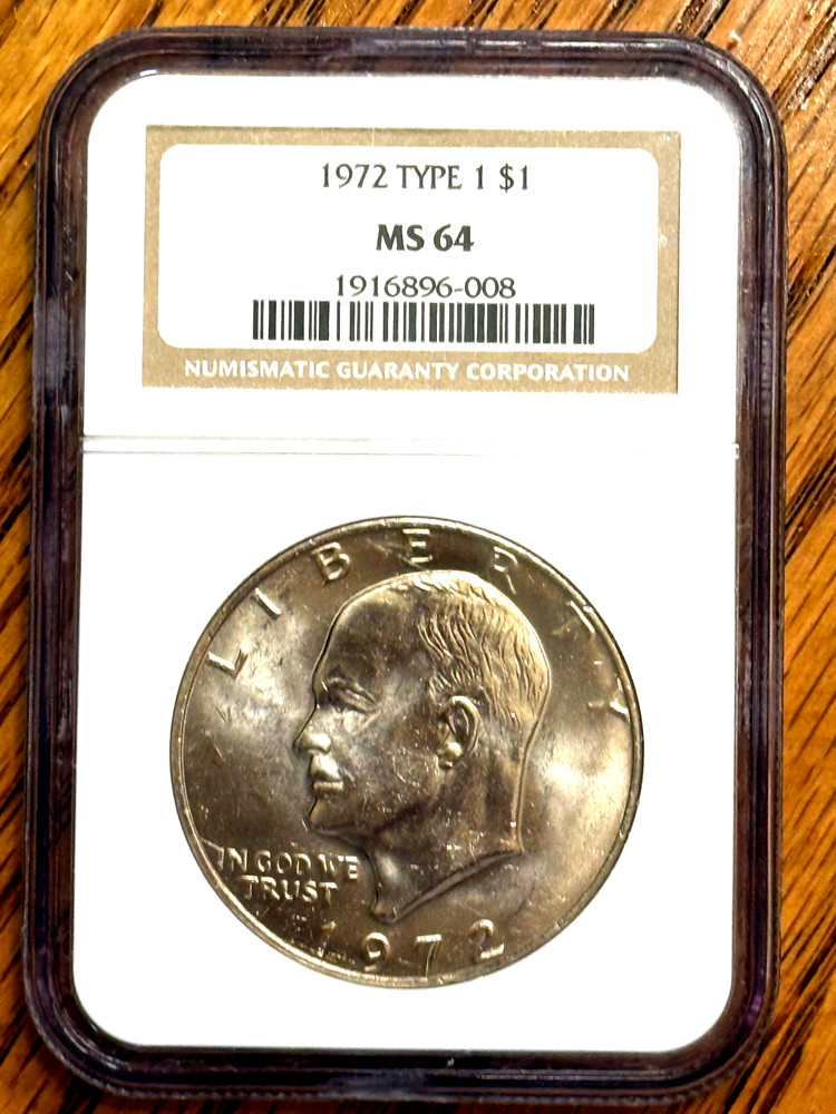 1972 P  TYPE 1 EISENHOWER DOLLAR - NGC MS 64