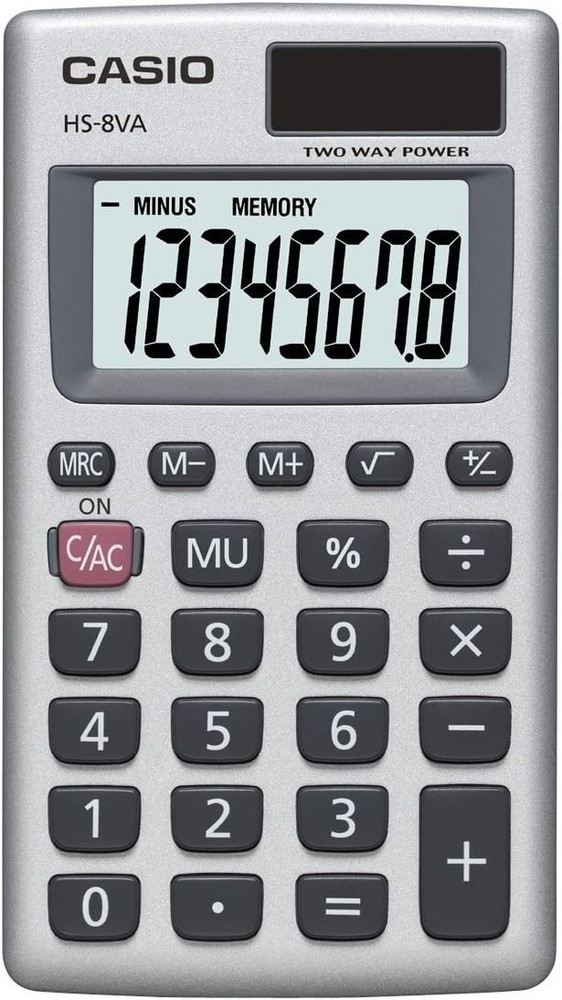 Casio HS-8VA Solar Powered Standard Function Calculator