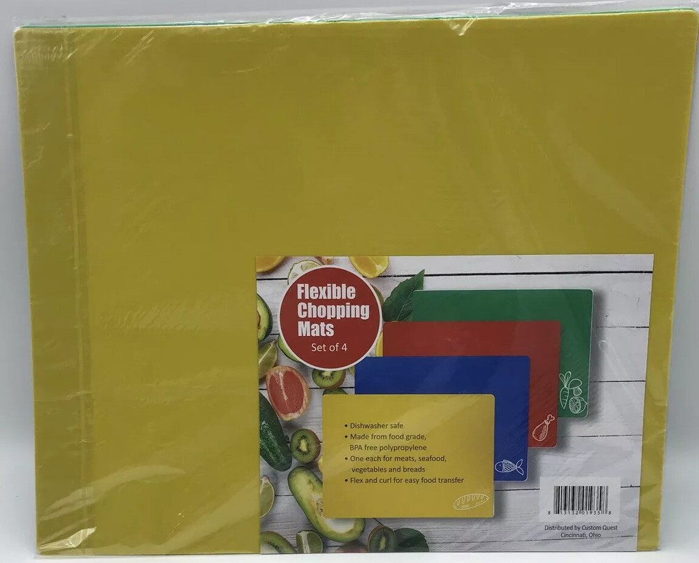 4 pack Flexible Chopping Mat 12" x 15" Color Code Set Kitchen Flex Cutting Board