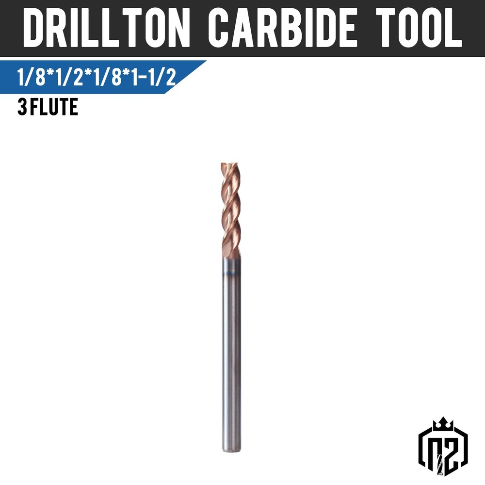 3 Flute 1/8"x1/2"x1-1/2" Variable Helix Solid Carbide End Mill - ALCrN Coated