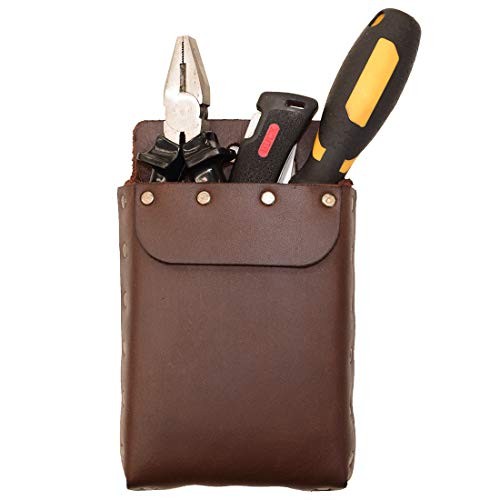 , Riveted Squared Tool Pouch for Waist Belt, Heavy Duty Case, Rustic Tool