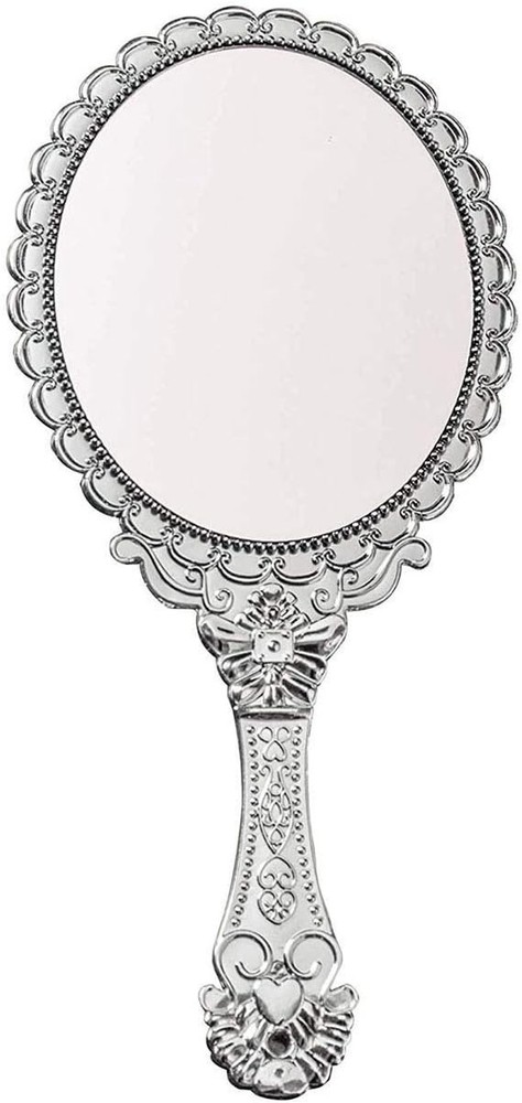 Vintage Handheld Mirror Small Hand Held Mirror with Handle Vanity Silver