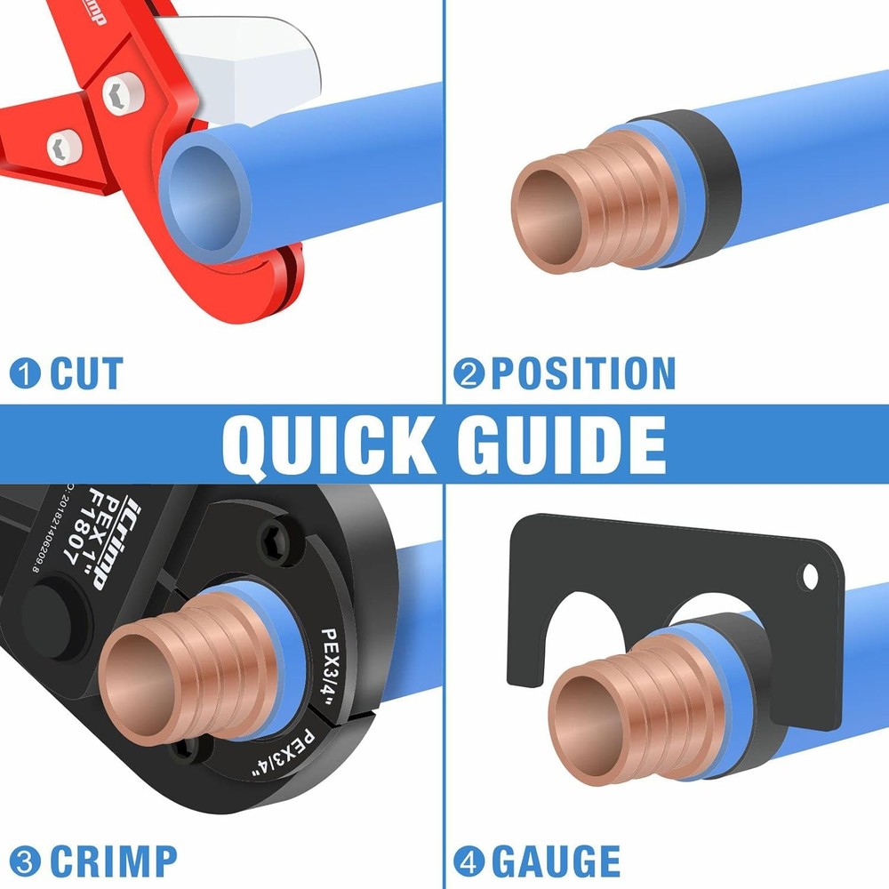 iCrimp F1807 PEX Crimper, Copper Pipe Crimping Tool Kit