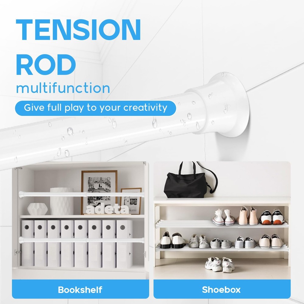 Adjustable Tension Rod Spring Loaded 18-36 Inch 2 Pack For Kitchen White