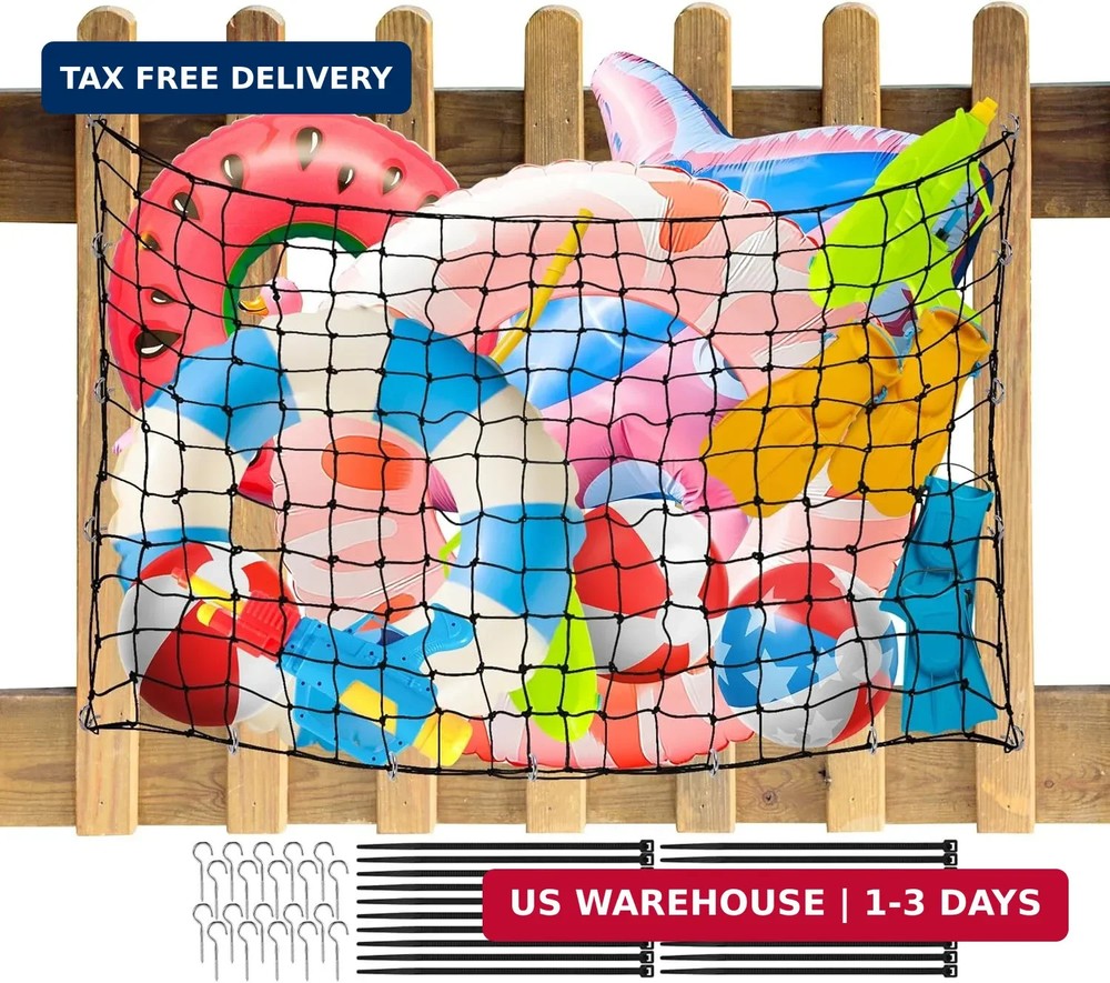 Extra Large Pool Toy Float Storage Net, 71×47'' Heavy Duty Hanging Elastic Mesh