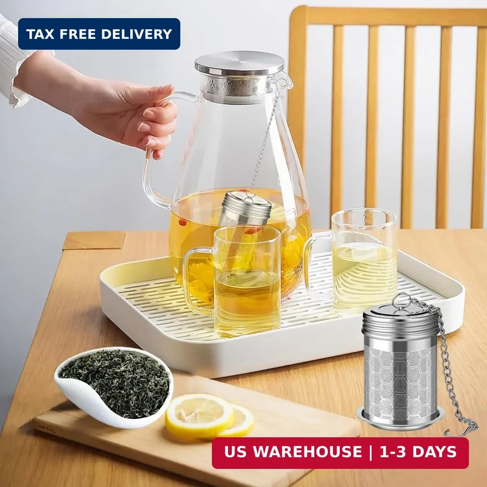 2 Pack Stainless Steel Tea Infusers, Extra Fine Mesh Strainers with Drip Trays,