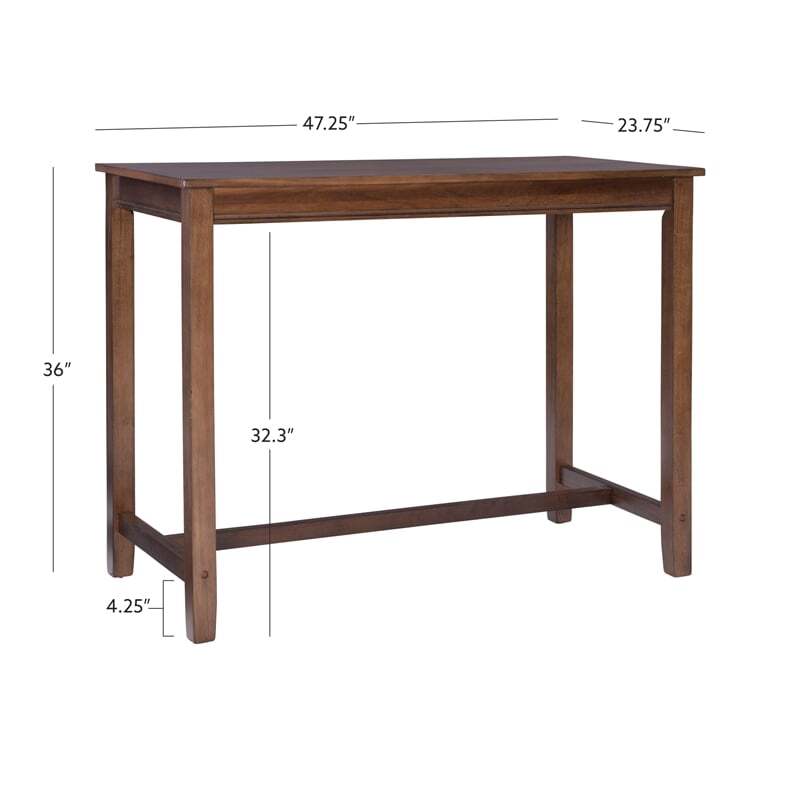 Linon Claridge 36" Wood Counter Height Pub Table in Rustic Brown