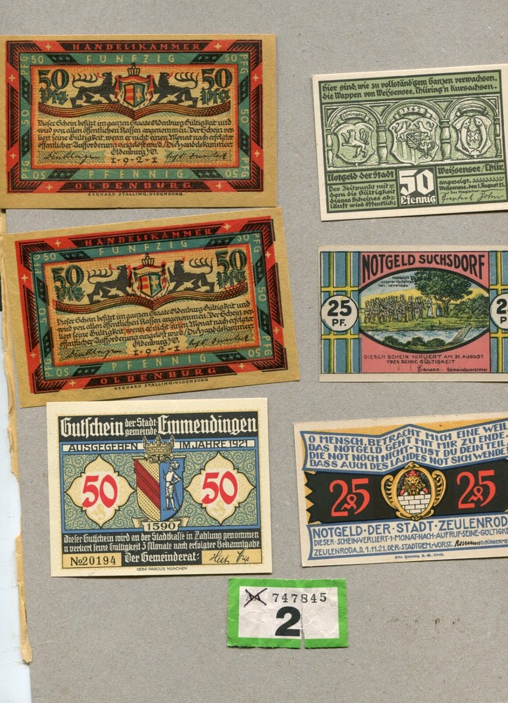 10 German Districts 1920s Banknotes